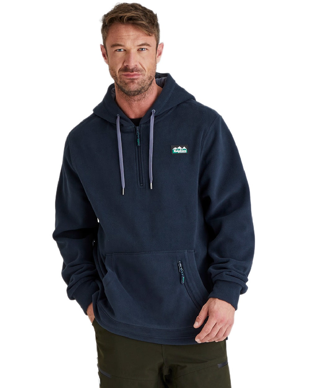 Navy Coloured Ridgeline Ballistic Hooded Fleece on white background 