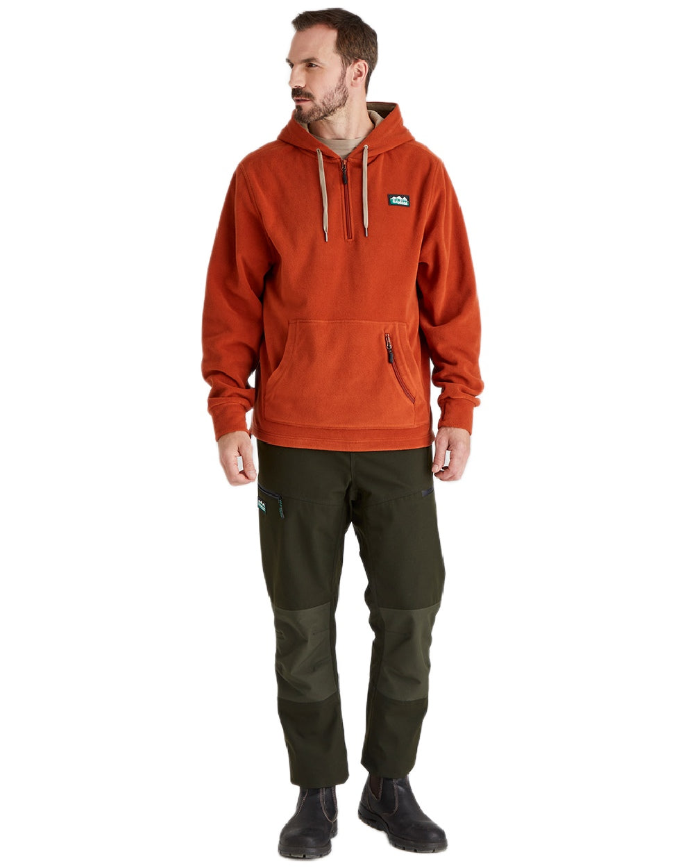 Russet Coloured Ridgeline Ballistic Hooded Fleece on white background 