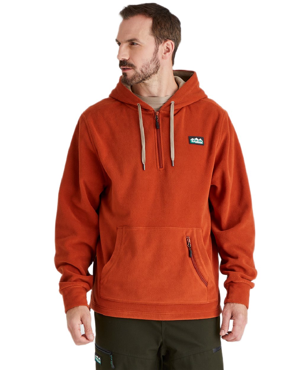 Russet Coloured Ridgeline Ballistic Hooded Fleece on white background 