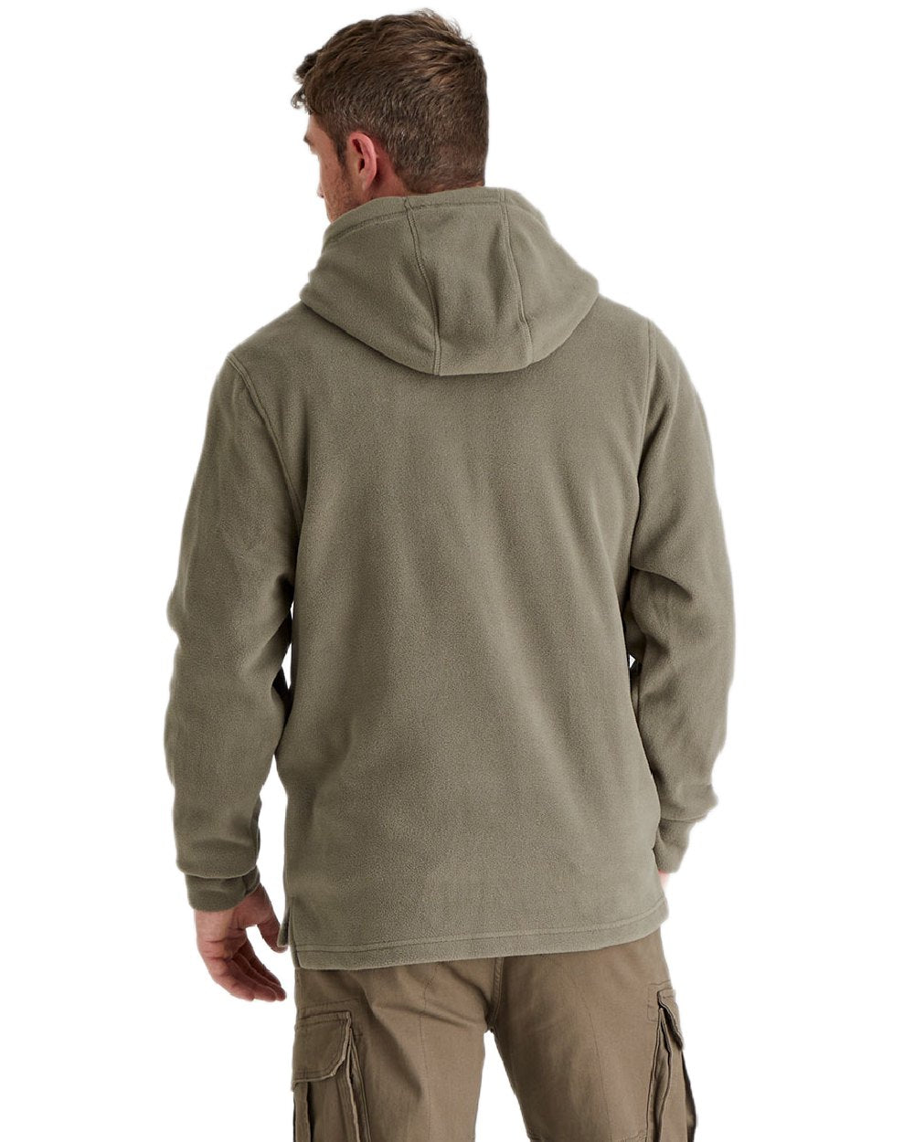 Smokey Olive Coloured Ridgeline Ballistic Hooded Fleece on white background 