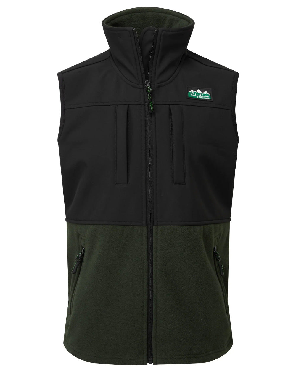 Olive Coloured Ridgeline Childrens Hybrid Vest On A White Background