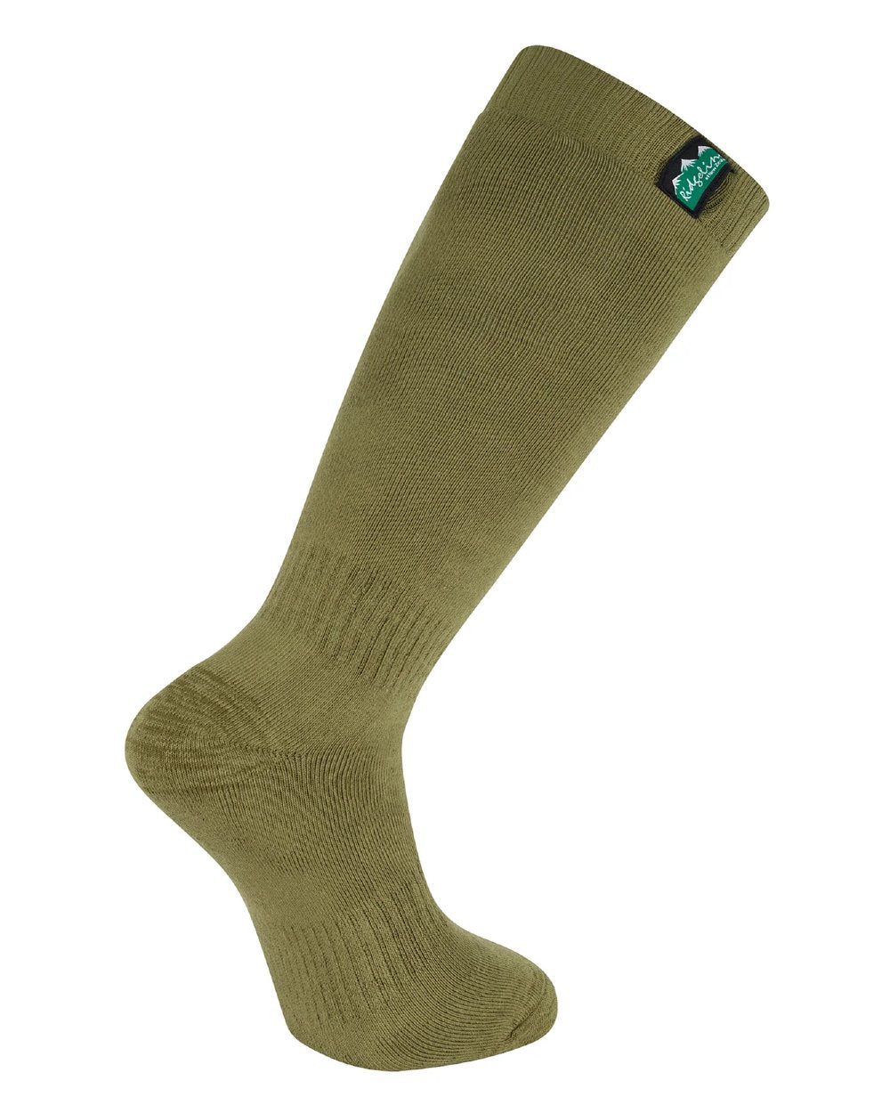 Olive Multi Coloured Ridgeline Cotton Work Socks Full Length On A White Background