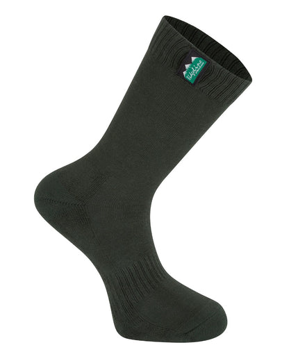 Olive Multi Coloured Ridgeline Cotton Work Socks Mid Length On A White Background