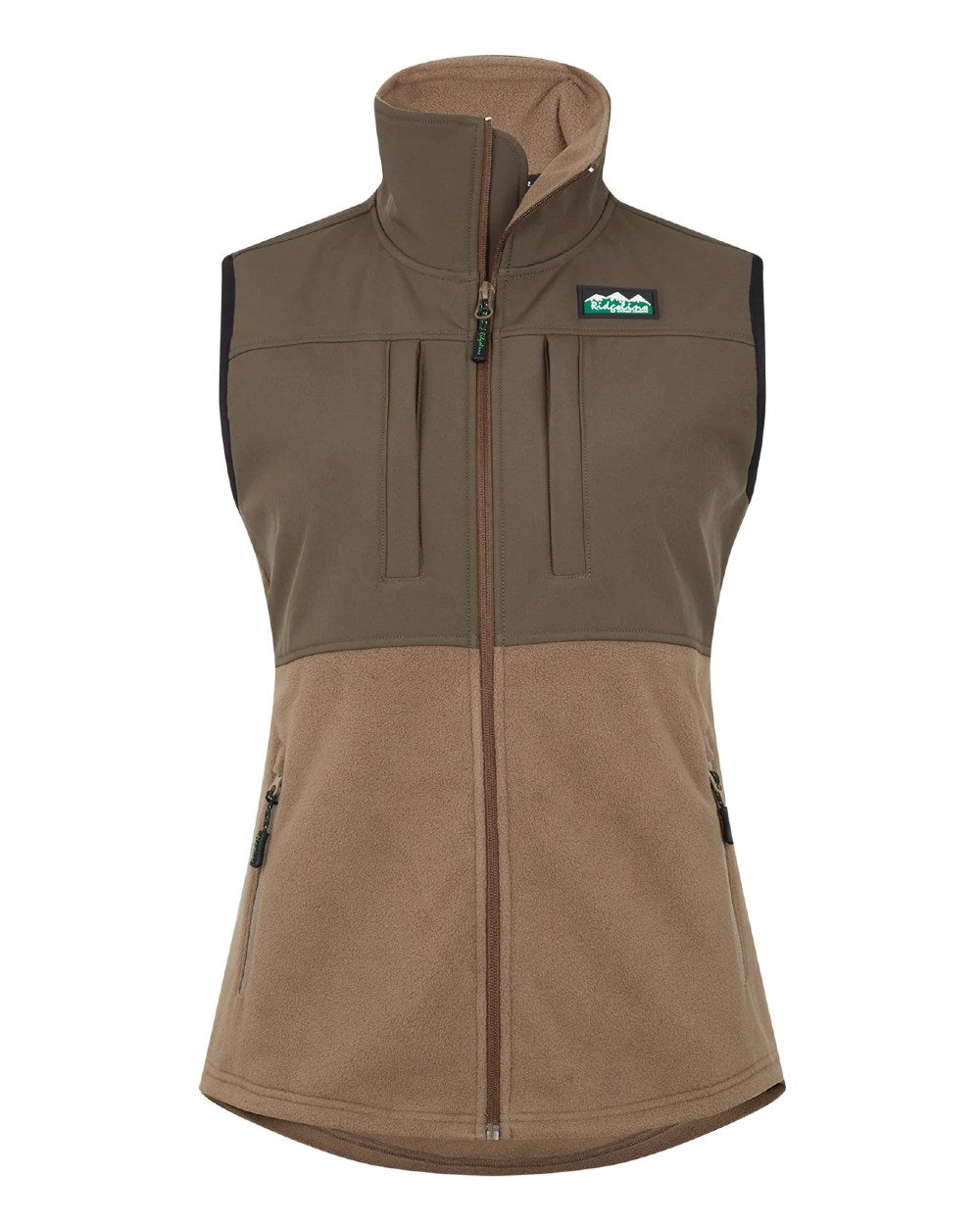 Light Bark Coloured Ridgeline Ladies Hybrid Fleece Vest On A White Background 