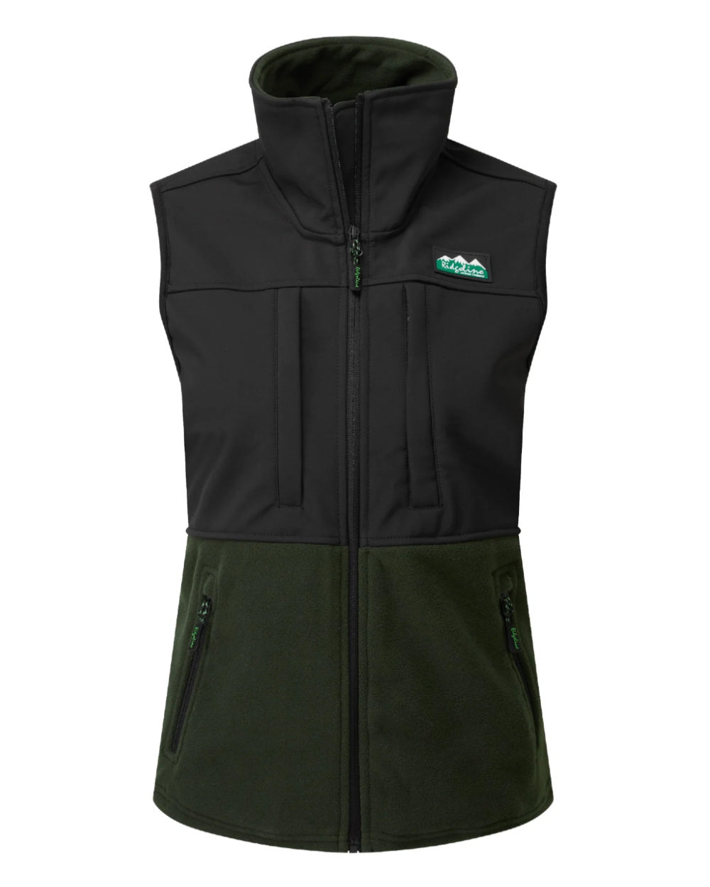 Olive Black Coloured Ridgeline Ladies Hybrid Fleece Vest On A White Background 