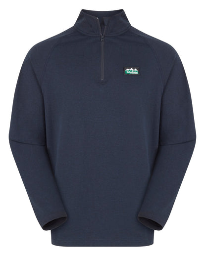 Navy Marl Coloured Ridgeline Mens Baseline Pull on Zip Top On A White Background 