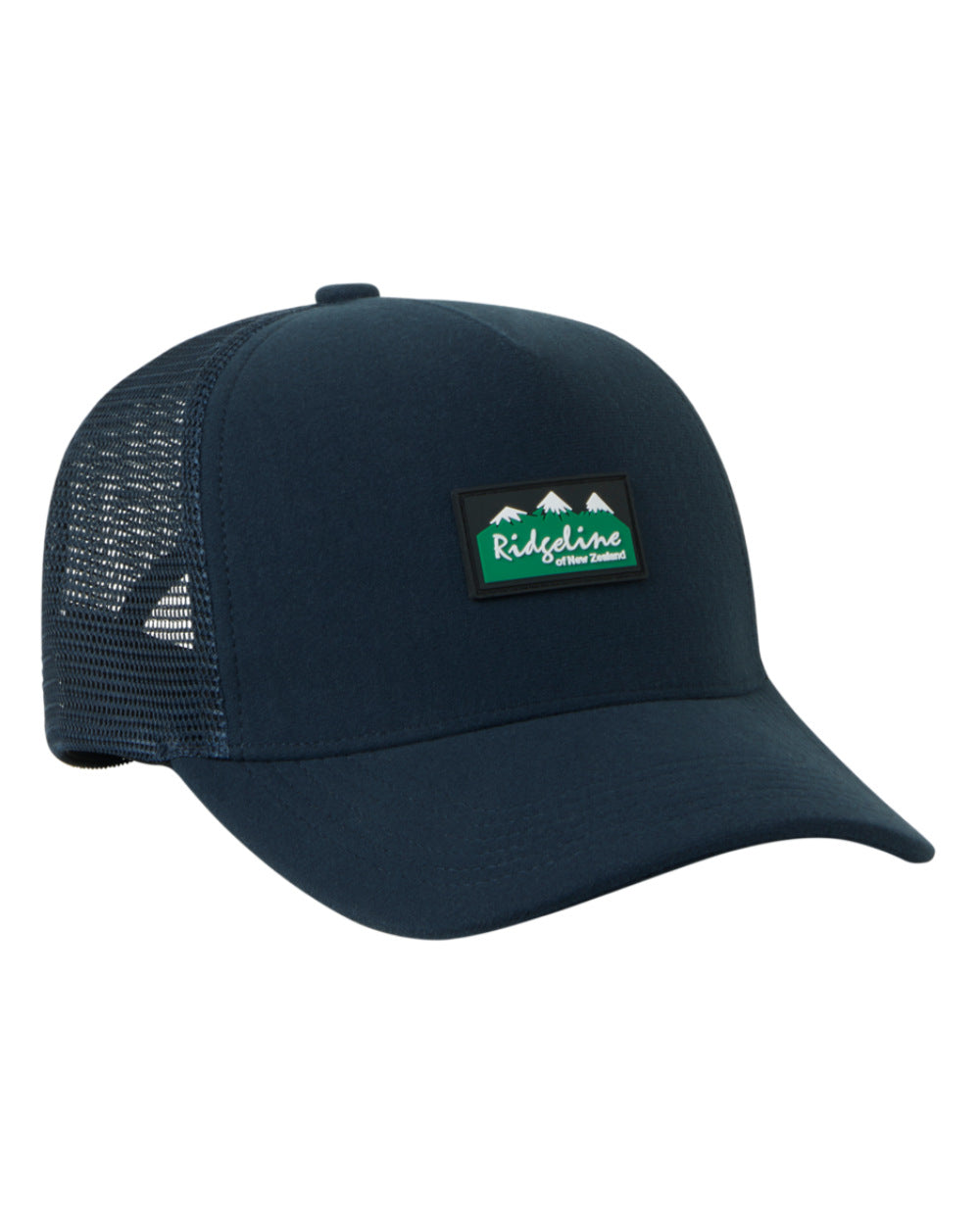 Navy Coloured Ridgeline Monsoon Trucker Cap On A White Background  