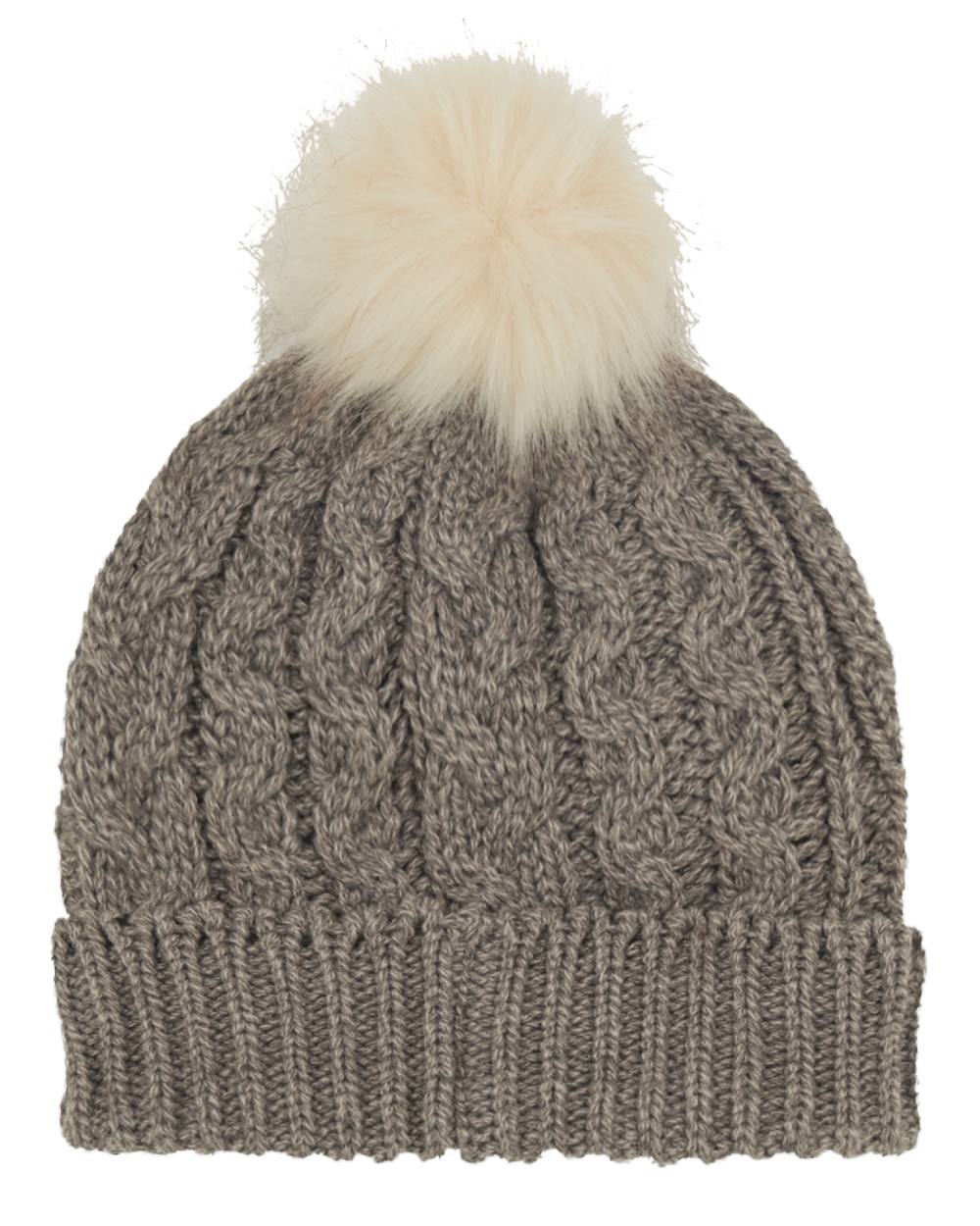 Mushroom Coloured Ridgeline Nordic Fleck Bobble Hat on white background 