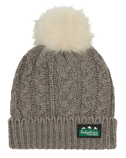 Mushroom Coloured Ridgeline Nordic Fleck Bobble Hat On A White Background 