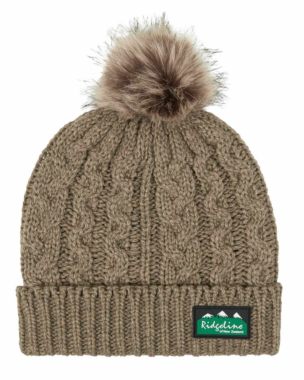 Teak Coloured Ridgeline Nordic Fleck Bobble Hat on white background 
