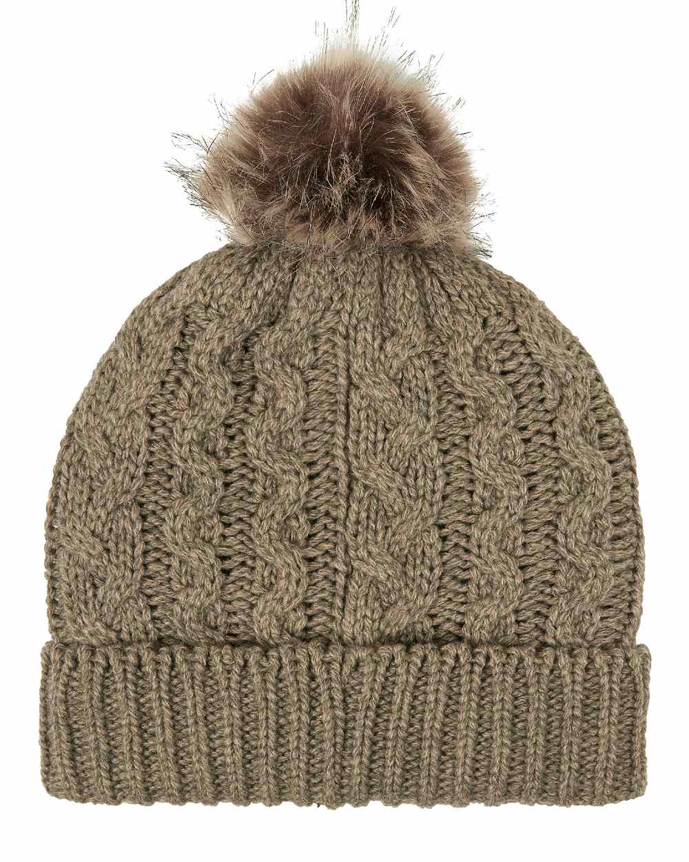 Teak Coloured Ridgeline Nordic Fleck Bobble Hat on white background 
