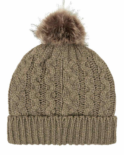 Teak Coloured Ridgeline Nordic Fleck Bobble Hat On A White Background 