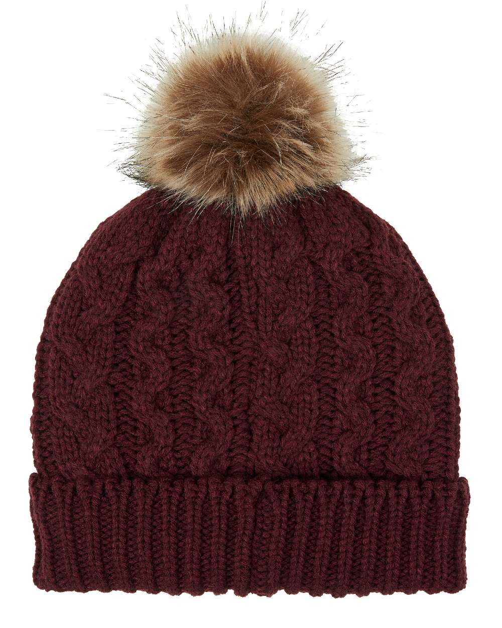 Winter Berry Coloured Ridgeline Nordic Fleck Bobble Hat on white background 