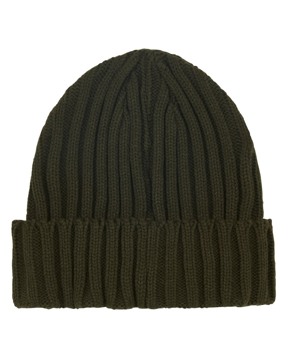 Olive Coloured Ridgeline Original Knitted Beanie On A White Background 