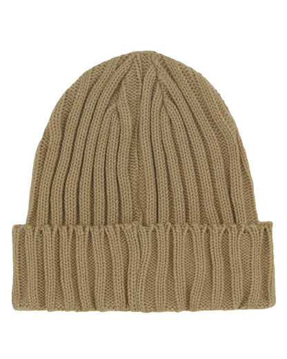 Stone Coloured Ridgeline Original Knitted Beanie On A White Background 