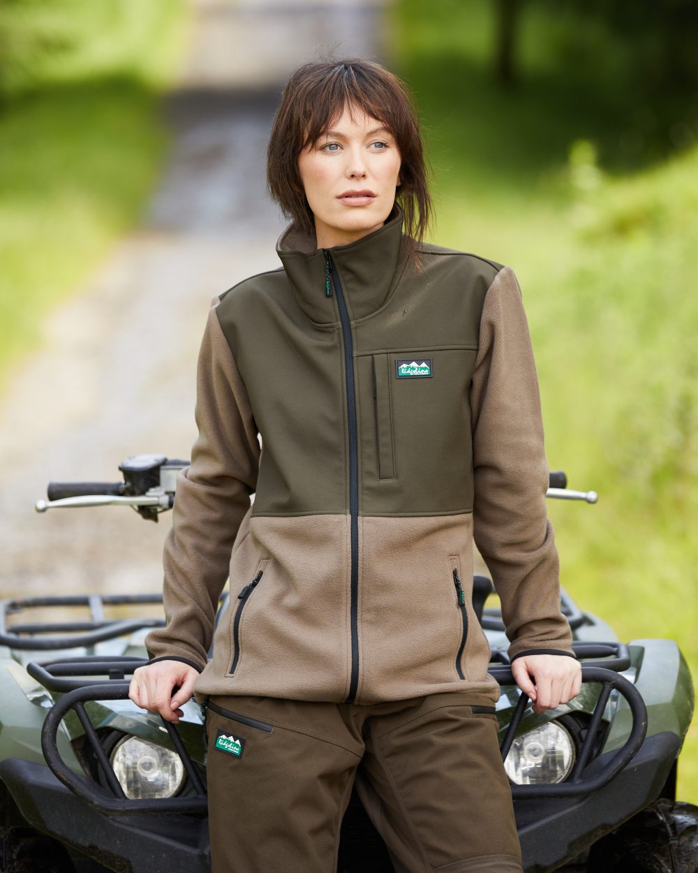 Light Bark Coloured Ridgeline Womens Hybrid Jacket On A Street Background 