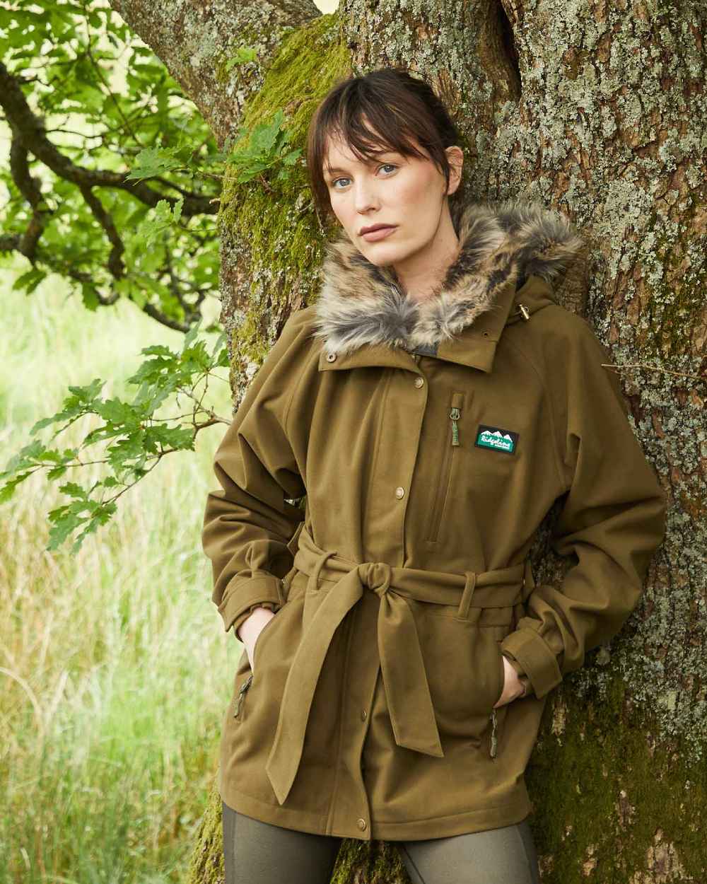 Teak Coloured Ridgeline Ladies Monsoon Nordic Jacket on outdoor background 