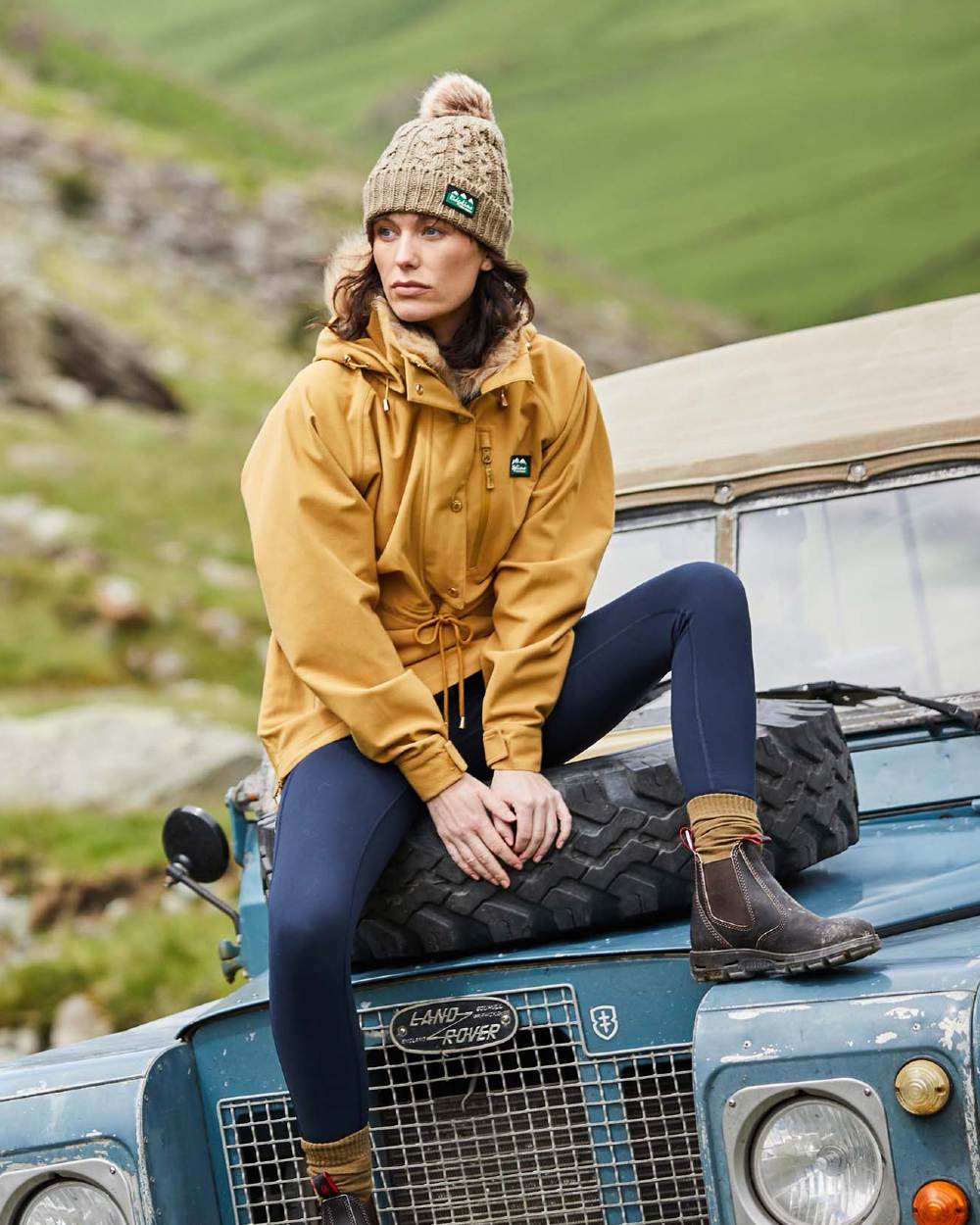 Ochre Coloured Ridgeline Womens Monsoon Nordic Smock On A Hill Background 