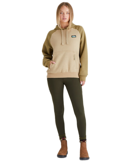 Teak Coloured Ridgeline Womens North Island Hoodie On A White Background 