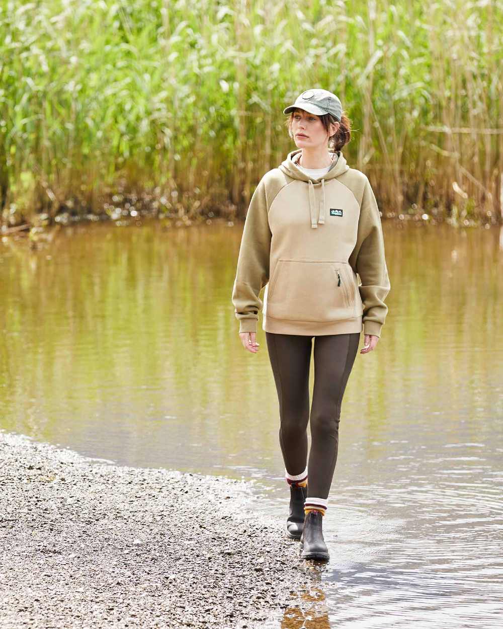 Teak Coloured Ridgeline Womens North Island Hoodie On A Forest Background 