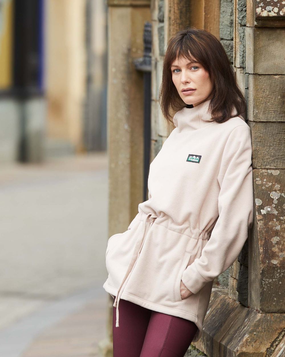 Mushroom Coloured Ridgeline Womens Salt Marsh Fleece Smock On A Street Background 