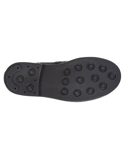 Black Coloured Roamers Childrens Black Leather Shoes on White Background
