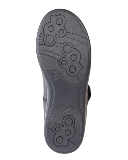 Black Roamers Childrens Softie Leather Touch Fastening Shoes on White Background
