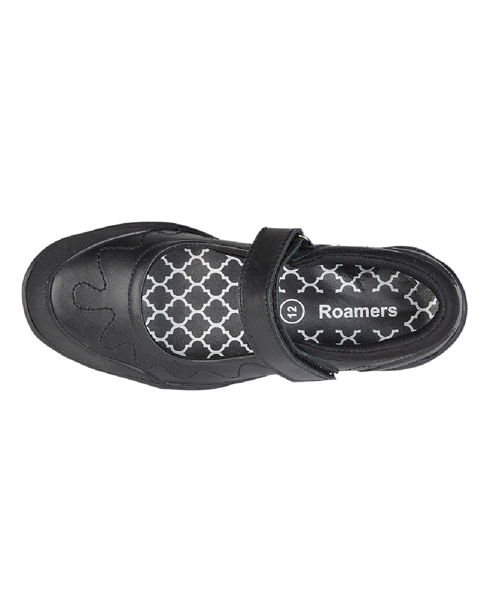 Black Coloured Roamers Childrens Touch Fastening School Shoes on White Background
