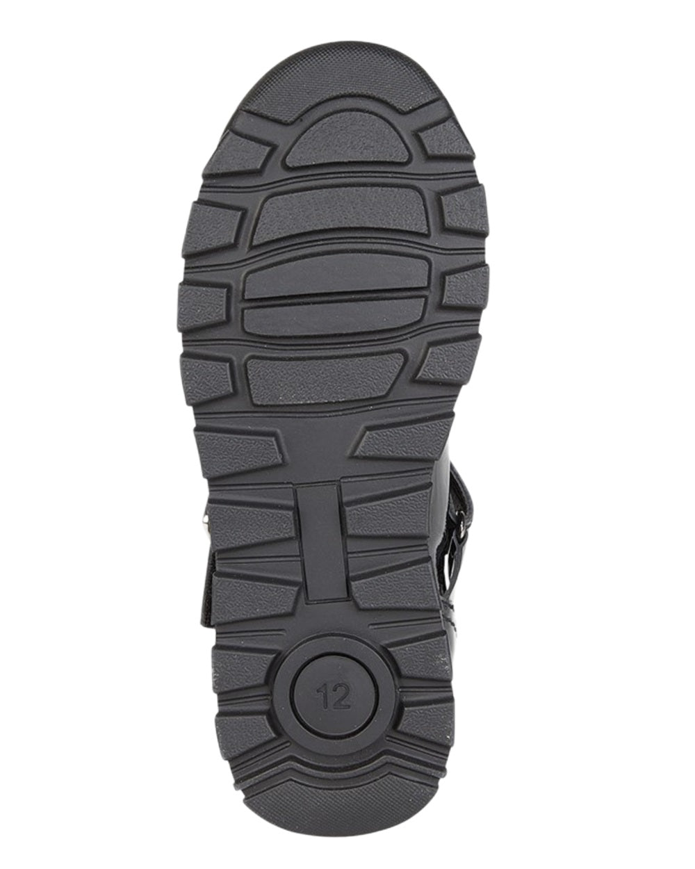 Black Coloured Roamers Childrens Touch Fastening T Bar School Shoes on White Background
