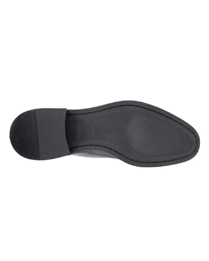 Black Coloured Roamers Mens 3 Eyelet Gibson Shoes on Black Background

