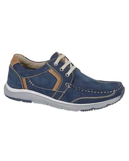 Navy Coloured Roamers Mens 3 Eyelet Leisure Shoes on White Background
