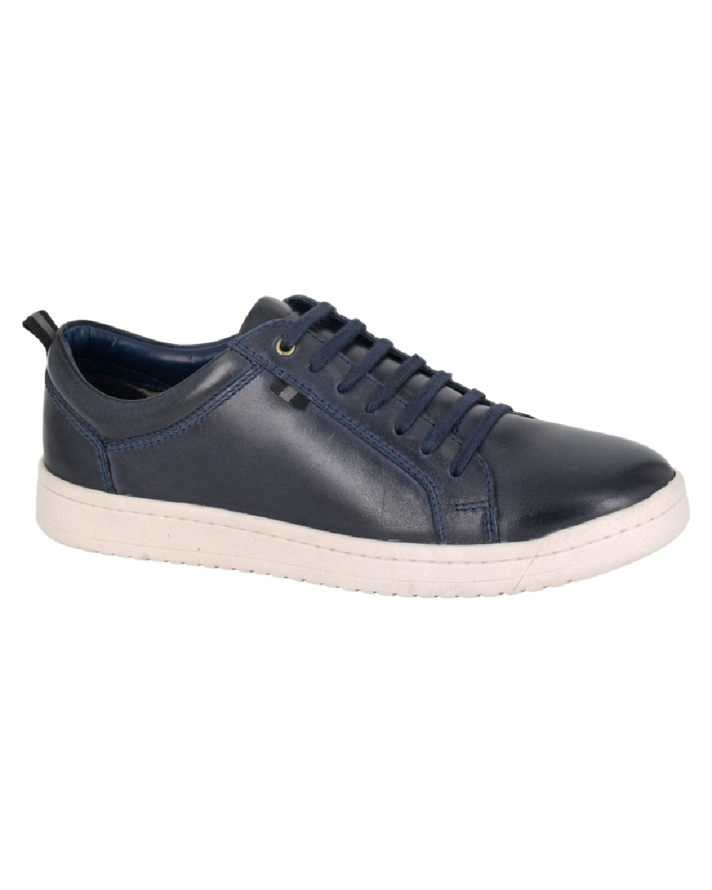 Navy Coloured Roamers Mens 7 Eyelet Leisure Trainer Shoes on White Background
