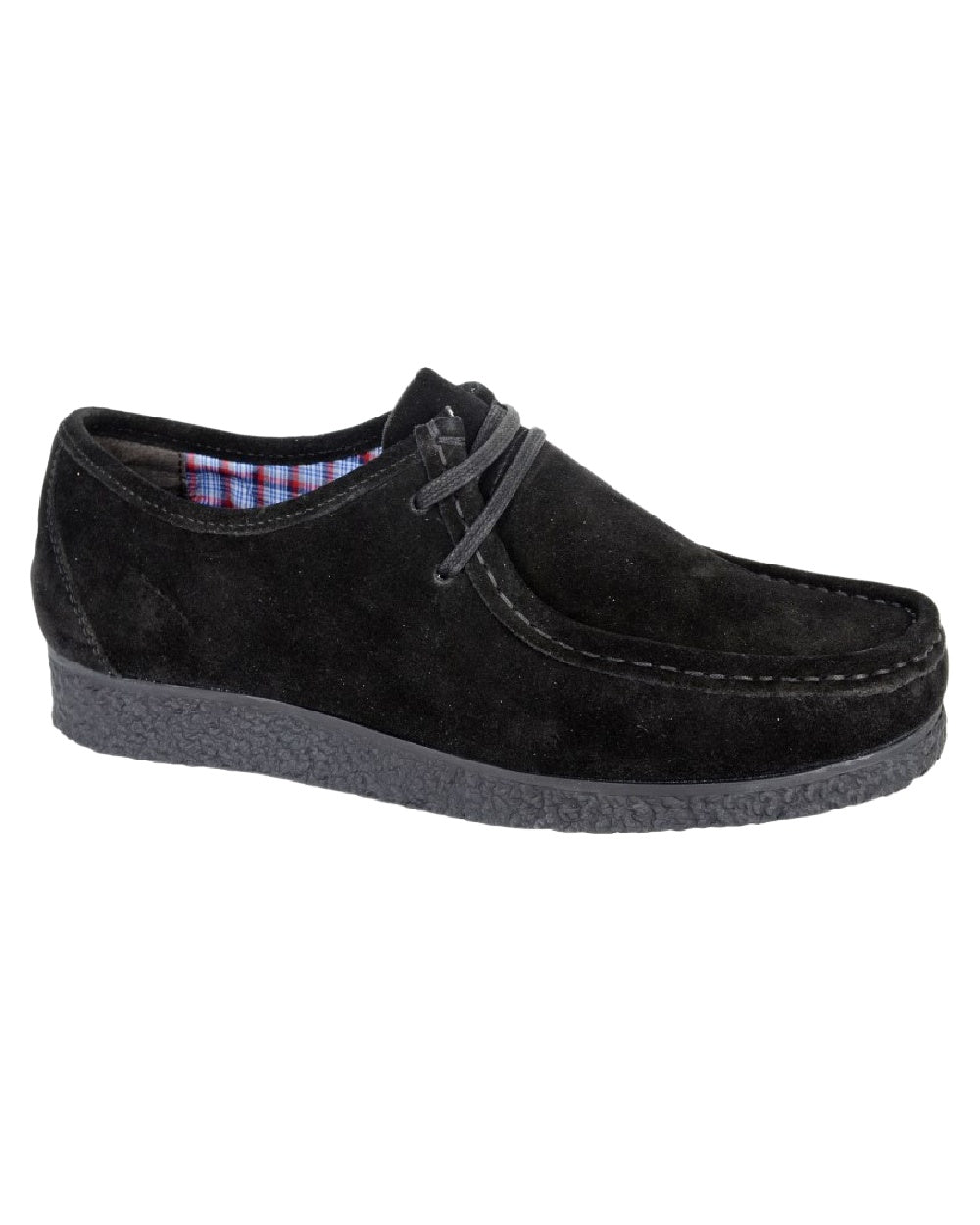 Black Coloured Roamers Mens Apron Trapper Shoes on White Background
