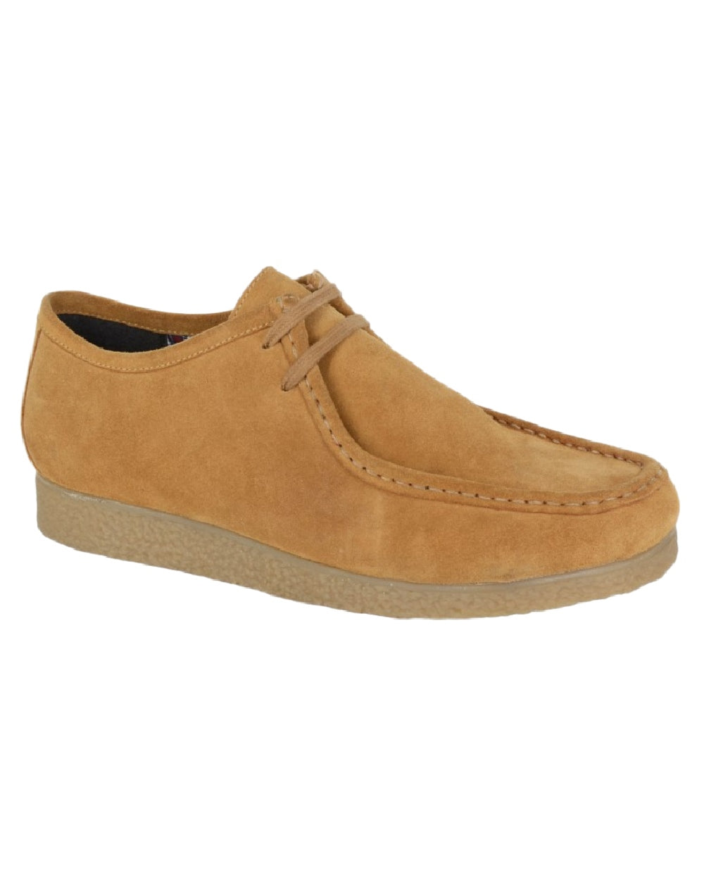 Camel Coloured Roamers Mens Apron Trapper Shoes on White Background
