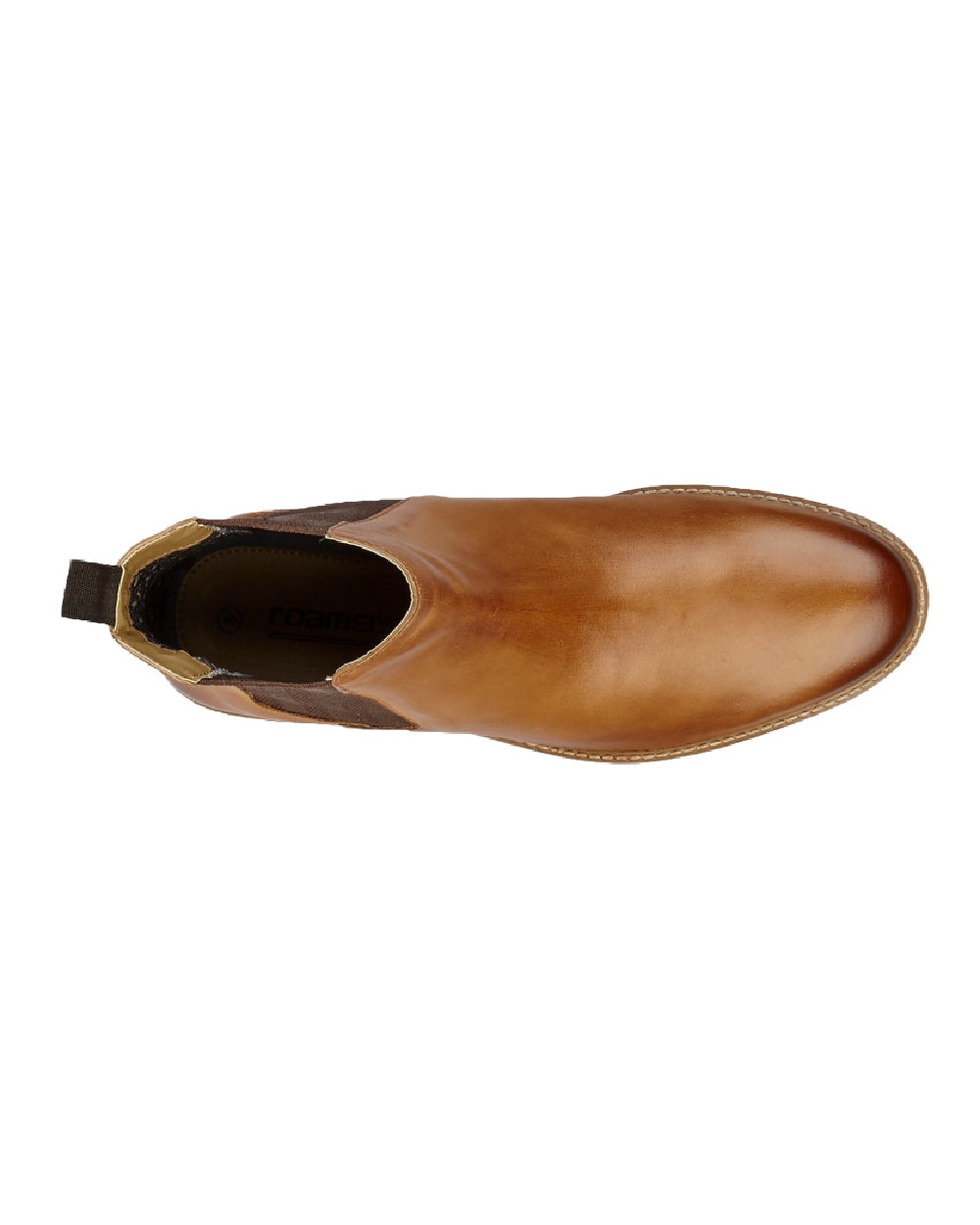 Tan Coloured Roamers Mens Leather Twin Gusset Ankle Boots on White Background
