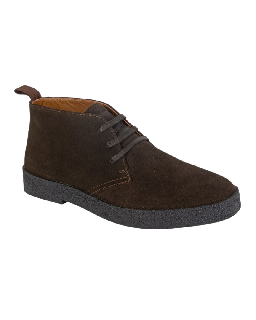 Chocolate Brown Coloured Roamers Mens Revolver Leather Desert Boots on White Background

