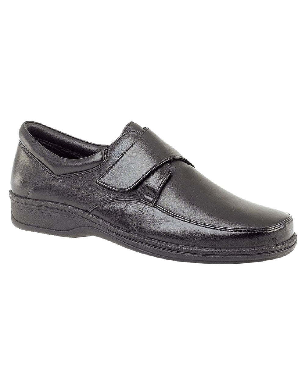 Black Coloured Roamers Mens Touch Fastening Lightweight Casual Shoes on White Background
