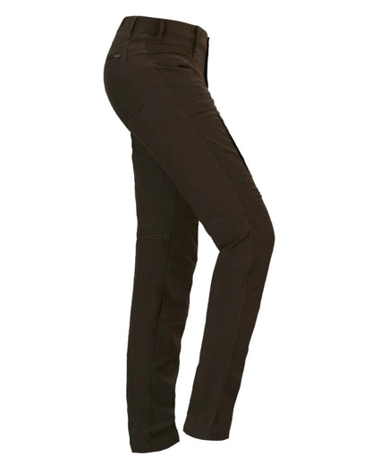 Olive Green Coloured Rovince Womens Savanna Trousers On A White Background 