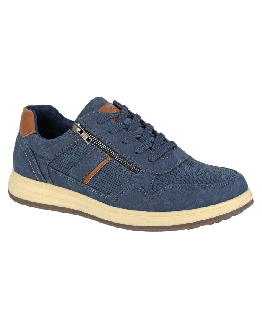 Navy Coloured Scimitar Mens Fuller Filling Lace Up Shoes on White Background

