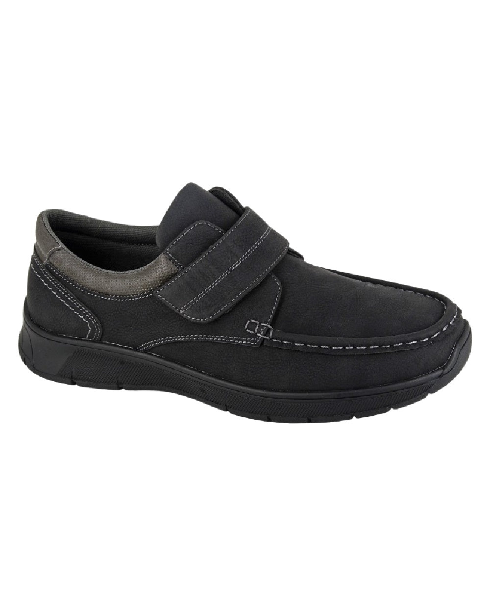 Black Coloured Scimitar Mens Grain Touch Fastening Casual Shoes on White Background
