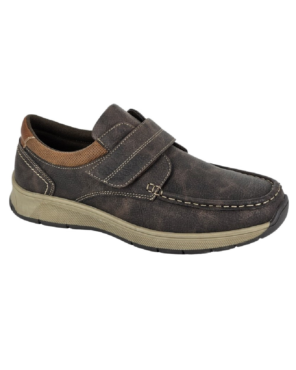 Brown Coloured Scimitar Mens Grain Touch Fastening Casual Shoes on White Background

