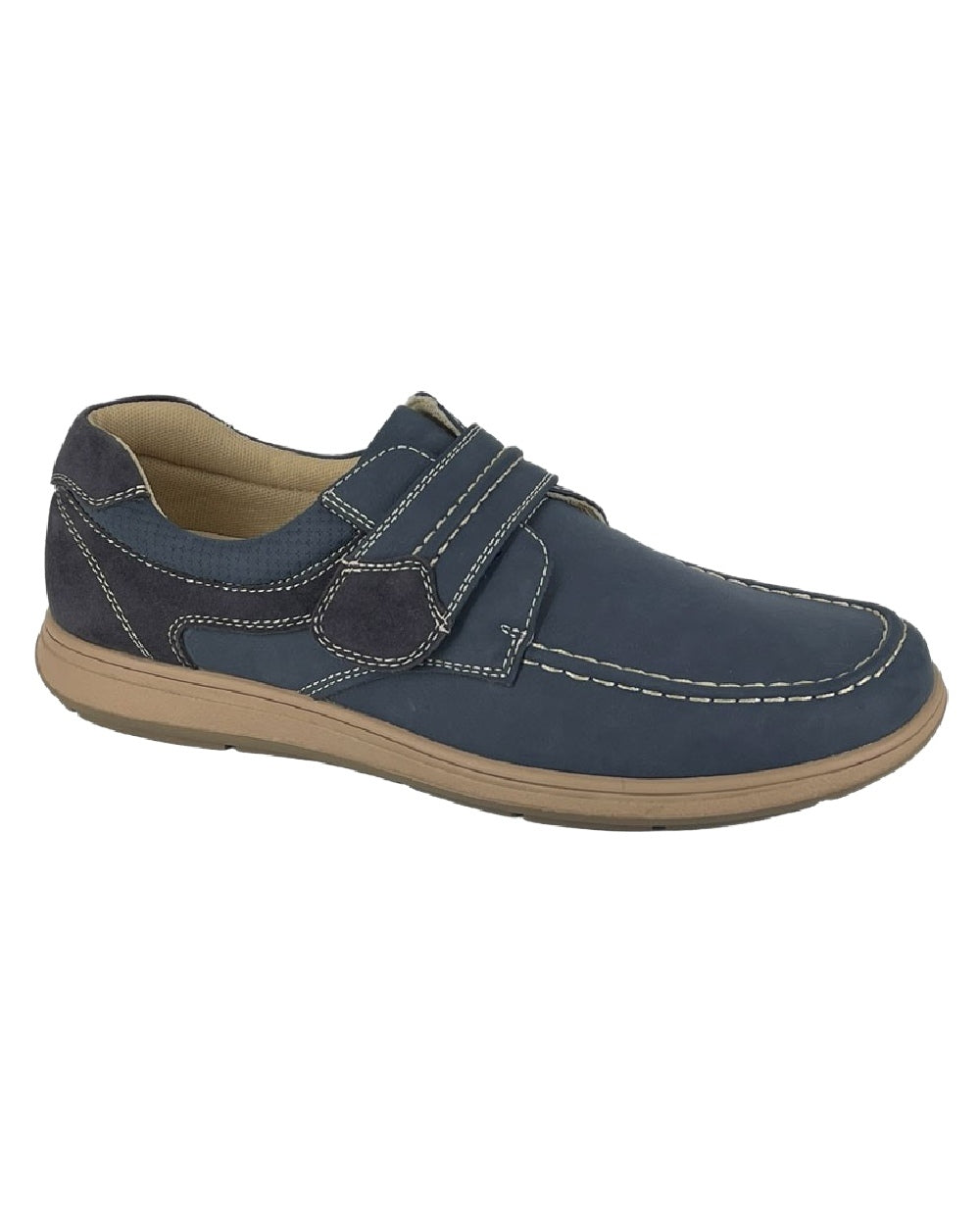 Navy Coloured Scimitar Mens Synthetic Nubuck Touch Fastening Casual Shoes on White Background
