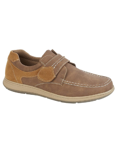 Tan Coloured Scimitar Mens Synthetic Nubuck Touch Fastening Casual Shoes on White Background
