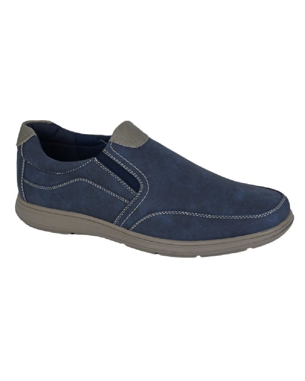 Navy Coloured Scimitar Mens Synthetic Nubuck Twin Gusset Casual Shoes on White Background
