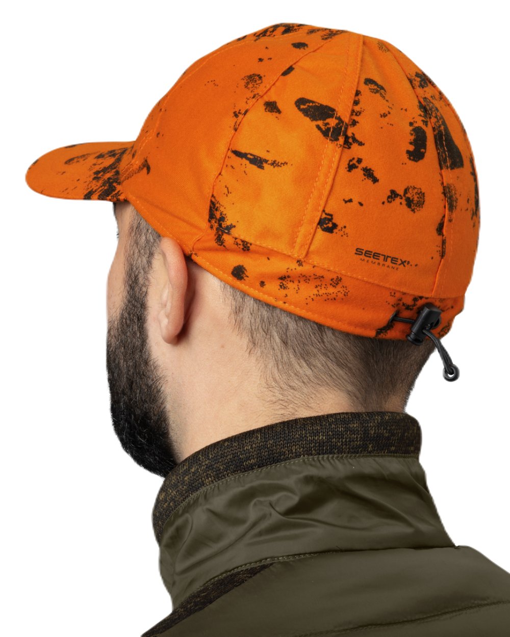 InVis Orange Blaze Coloured Seeland Avail Camo Cap On A White Background 