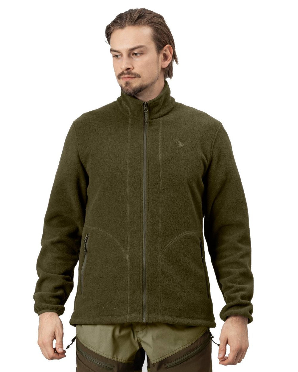 Pine Green Coloured Seeland Ben Fleece Jacket On A White Background