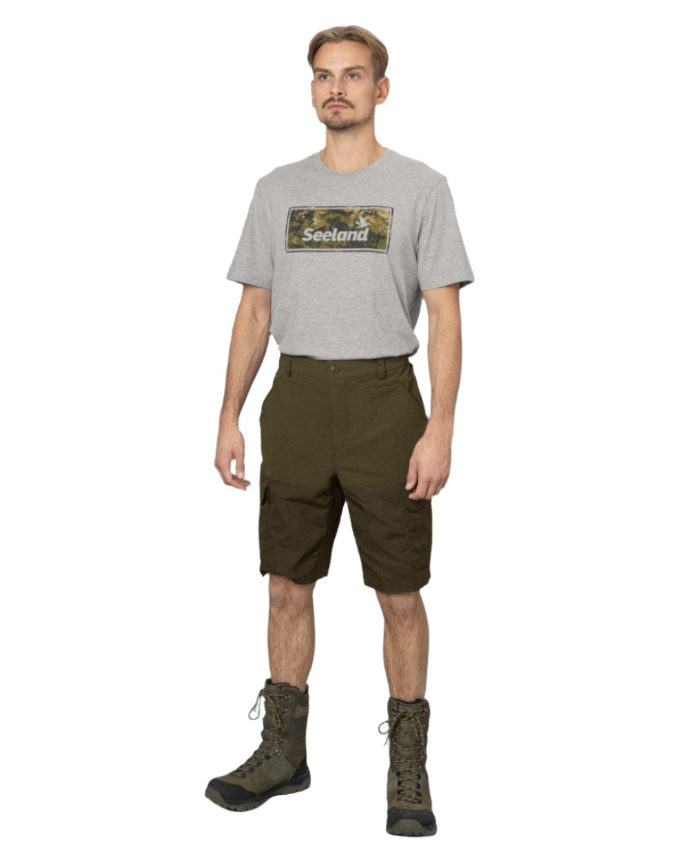 Light Pine Grizzly Brown Coloured Seeland Elm Shorts On A White Background