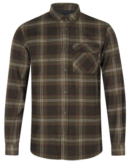 Pine Green Check Coloured Seeland Glen Flannel Shirt On A White Background 