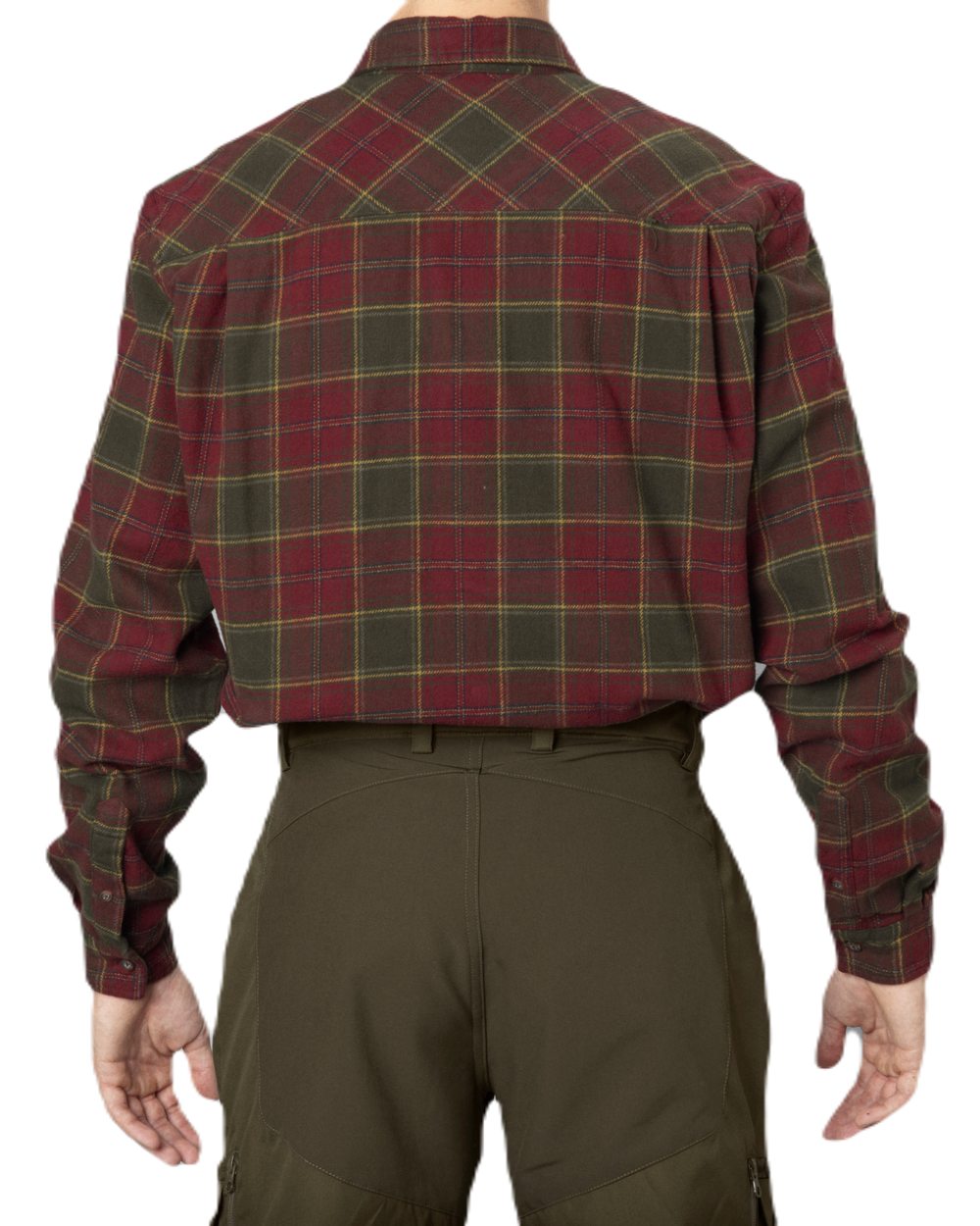 Red Forest Check Coloured Seeland Glen Flannel Shirt On A White Background 