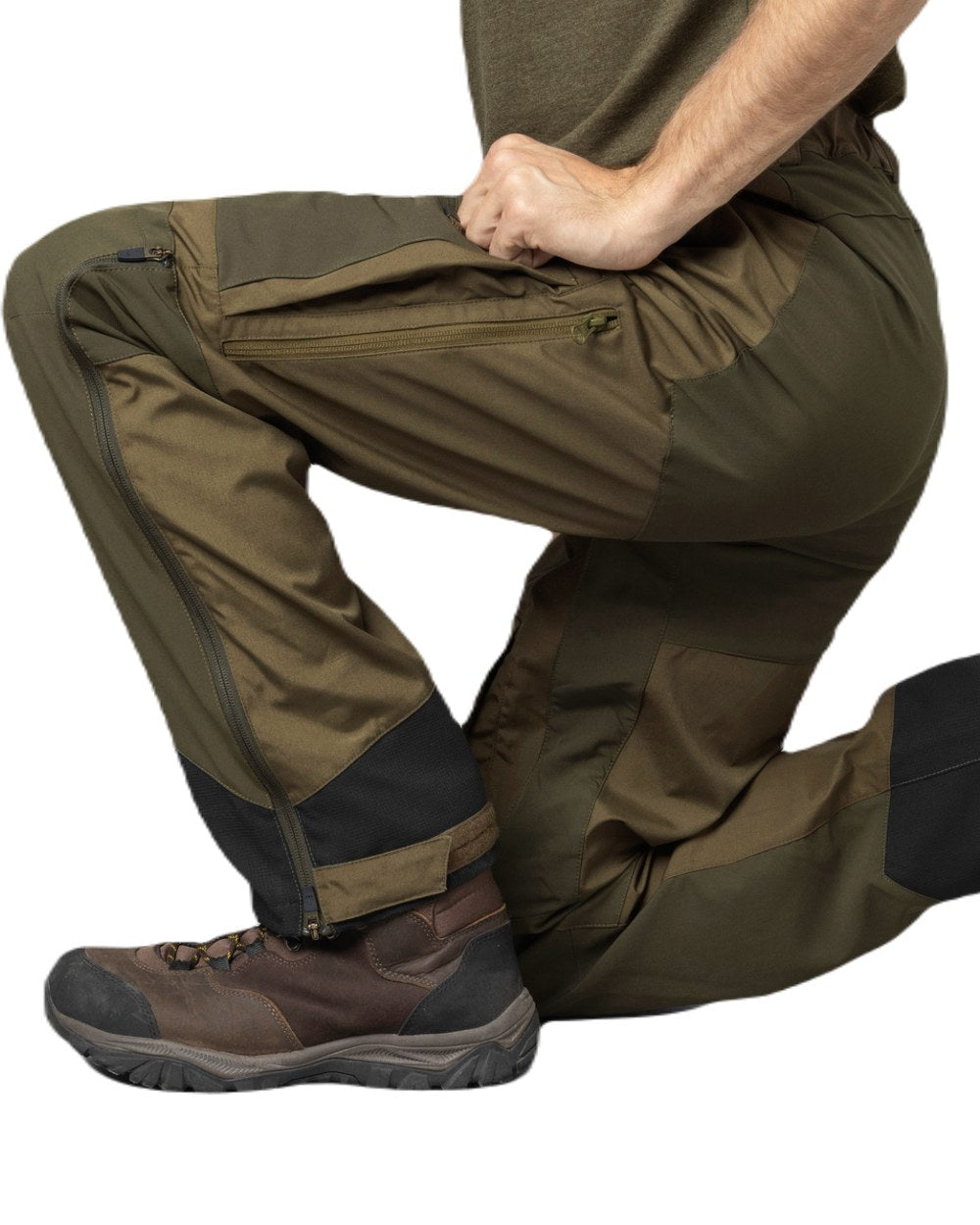 Military Olive/Pine Green Coloured Seeland Hemlock Trousers On A White Background 